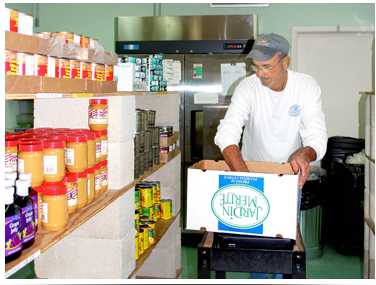 Man stocking the pantry